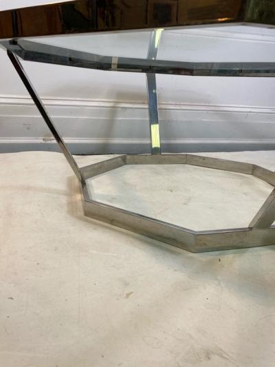 Milo Baughman MILO BAUGHMAN CHROME AND GLASS OCTAGONAL COFFEE TABLE