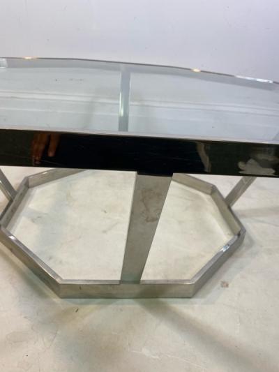 Milo Baughman MILO BAUGHMAN CHROME AND GLASS OCTAGONAL COFFEE TABLE