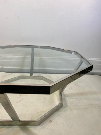 Milo Baughman MILO BAUGHMAN CHROME AND GLASS OCTAGONAL COFFEE TABLE