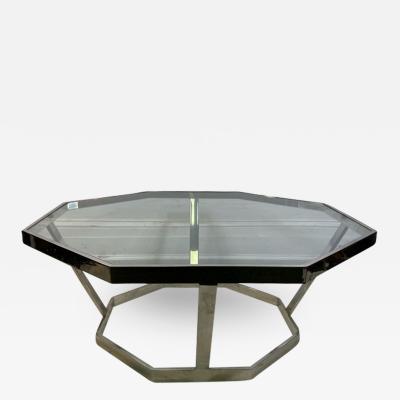 Milo Baughman MILO BAUGHMAN CHROME AND GLASS OCTAGONAL COFFEE TABLE