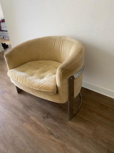 Milo Baughman MILO BAUGHMAN CHROME BARREL BACK CLUB CHAIR