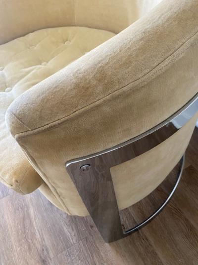 Milo Baughman MILO BAUGHMAN CHROME BARREL BACK CLUB CHAIR