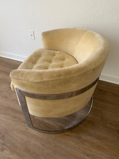 Milo Baughman MILO BAUGHMAN CHROME BARREL BACK CLUB CHAIR