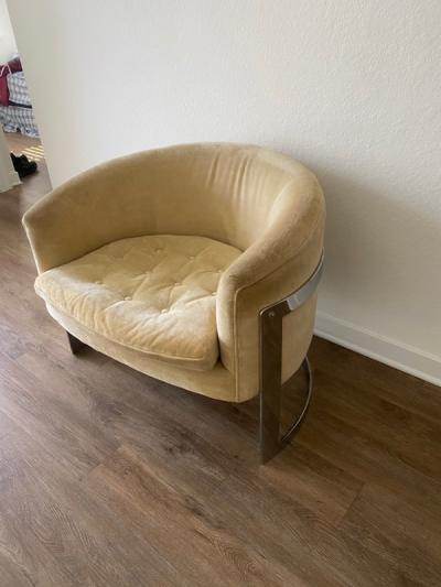 Milo Baughman MILO BAUGHMAN CHROME BARREL BACK CLUB CHAIR