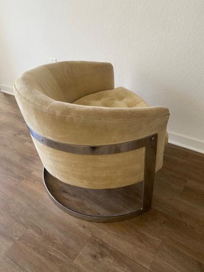 Milo Baughman MILO BAUGHMAN CHROME BARREL BACK CLUB CHAIR