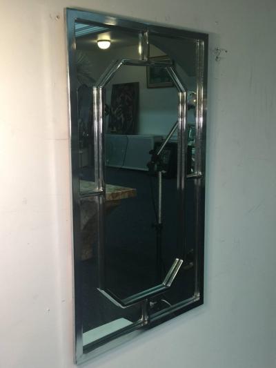 Milo Baughman MODERN CHROME RECTAGULAR AND OCTAGONAL MIRROR BY MILO BAUGHMAN