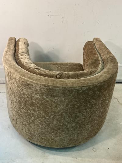 Milo Baughman MODERN LARGE SCALE CRUSHED VELVET SWIVEL CHAIRS BY MILO BAUGHMAN