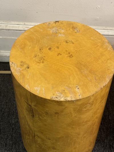 Milo Baughman MODERN PAIR OF BURLWOOD DRUM PEDESTALS BY MILO BAUGHMAN