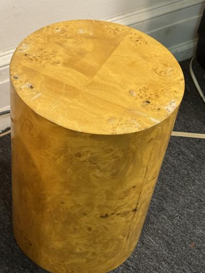 Milo Baughman MODERN PAIR OF BURLWOOD DRUM PEDESTALS BY MILO BAUGHMAN