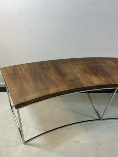 Milo Baughman MODERN ROSEWOOD AND CHROME DEMILUNE BENCH BY MILO BAUGHMAN