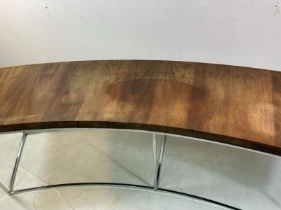Milo Baughman MODERN ROSEWOOD AND CHROME DEMILUNE BENCH BY MILO BAUGHMAN