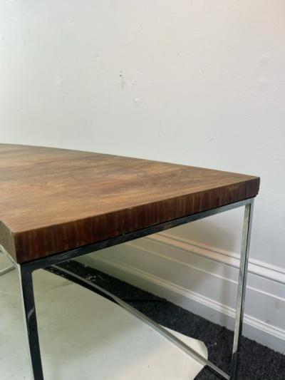 Milo Baughman MODERN ROSEWOOD AND CHROME DEMILUNE BENCH BY MILO BAUGHMAN