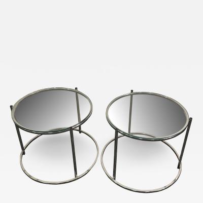 Milo Baughman MODERN ROUND CHROME AND GLASS SIDE TABLES BY MILO BAUGHMAN