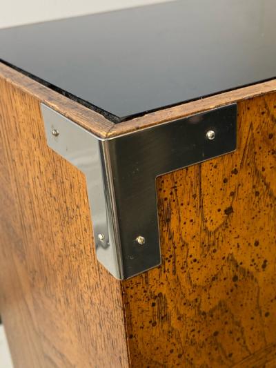 Milo Baughman MODERN WOOD CHROME AND GLASS PEDESTAL BY MILO BAUGHMAN