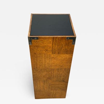 Milo Baughman MODERN WOOD CHROME AND GLASS PEDESTAL BY MILO BAUGHMAN