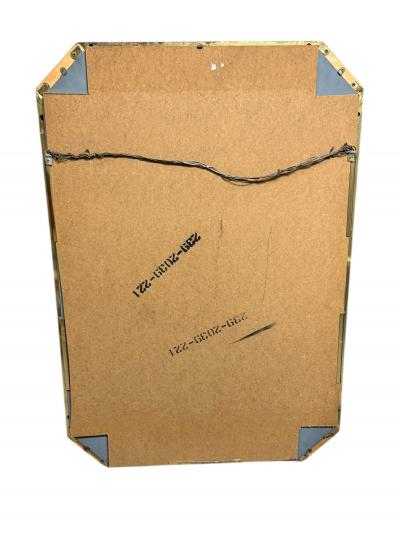 Milo Baughman MODERNIST GOLDTONE SQUARE TUBULAR BURLWOOD ELONGATED OCTAGONAL MIRROR