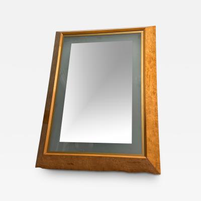 Milo Baughman MODERNIST ILLUMINATED RECTANGULAR BURLWOOD MIRROR