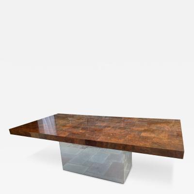 Milo Baughman Magnificent Milo Baughman Burl Chrome Dining Table Mid Century Modern