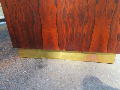 Milo Baughman Magnificent Milo Baughman Rosewood Case Sofa Brass Base Mid Century Modern
