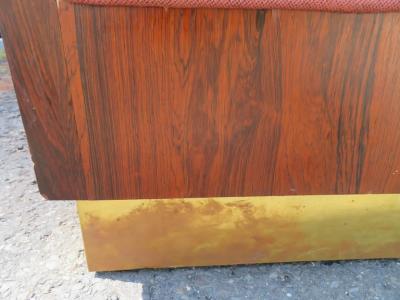Milo Baughman Magnificent Milo Baughman Rosewood Case Sofa Brass Base Mid Century Modern