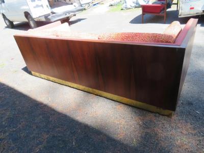 Milo Baughman Magnificent Milo Baughman Rosewood Case Sofa Brass Base Mid Century Modern