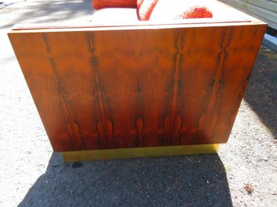 Milo Baughman Magnificent Milo Baughman Rosewood Case Sofa Brass Base Mid Century Modern