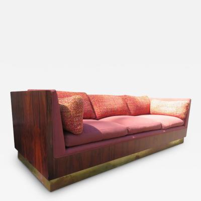 Milo Baughman Magnificent Milo Baughman Rosewood Case Sofa Brass Base Mid Century Modern
