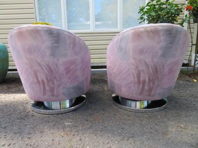 Milo Baughman Magnificent Pair Milo Baughman Thayer Coggin Swivel Chrome Rocker Chairs