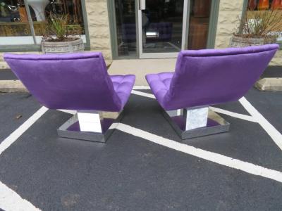 Milo Baughman Magnificent Pair of Restored Milo Baughman Chrome Cube Slipper Lounge Chairs