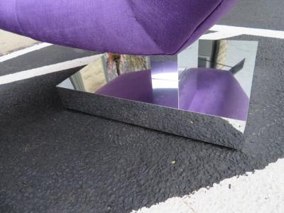 Milo Baughman Magnificent Pair of Restored Milo Baughman Chrome Cube Slipper Lounge Chairs