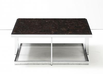 Milo Baughman Marble Tap Chrome Coffee Table