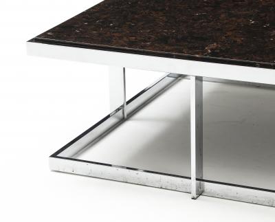 Milo Baughman Marble Tap Chrome Coffee Table