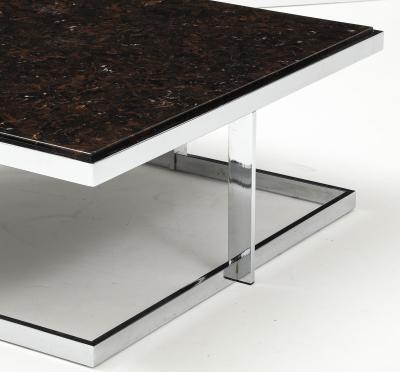 Milo Baughman Marble Tap Chrome Coffee Table
