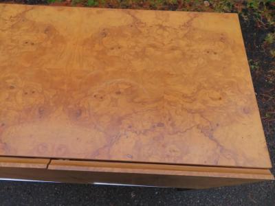 Milo Baughman Marvelous Milo Baughman Burled Olive Wood Chrome Credenza Mid Century Modern