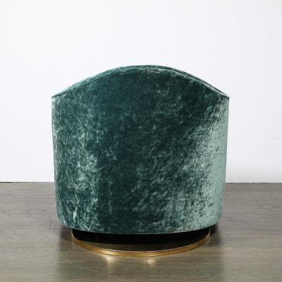 Milo Baughman Mid Century Milo Baughman Swivel Tilt Club Chair W Brass Base in Smoked Emerald