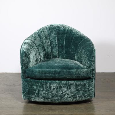 Milo Baughman Mid Century Milo Baughman Swivel Tilt Club Chair W Brass Base in Smoked Emerald