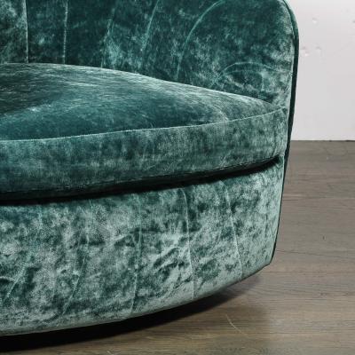 Milo Baughman Mid Century Milo Baughman Swivel Tilt Club Chair W Brass Base in Smoked Emerald