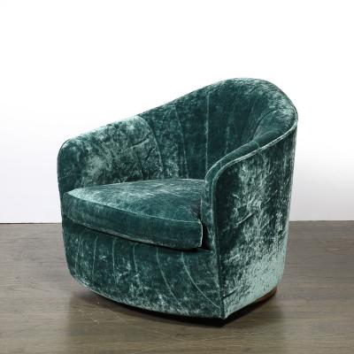Milo Baughman Mid Century Milo Baughman Swivel Tilt Club Chair W Brass Base in Smoked Emerald
