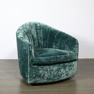 Milo Baughman Mid Century Milo Baughman Swivel Tilt Club Chair W Brass Base in Smoked Emerald