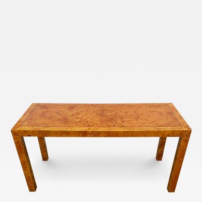 Milo Baughman Mid Century Modern Burl Parsons Console Table Sofa Table or Low Profile Desk