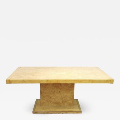 Milo Baughman Mid Century Modern Burl Wood Dining Table With Leaves