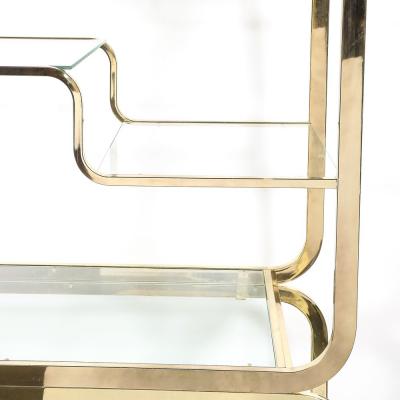 Milo Baughman Mid Century Modern Curvilinear Polished Brass Glass Etagere by Milo Baughman