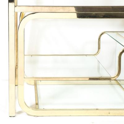 Milo Baughman Mid Century Modern Curvilinear Polished Brass Glass Etagere by Milo Baughman