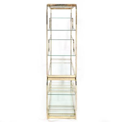 Milo Baughman Mid Century Modern Curvilinear Polished Brass Glass Etagere by Milo Baughman