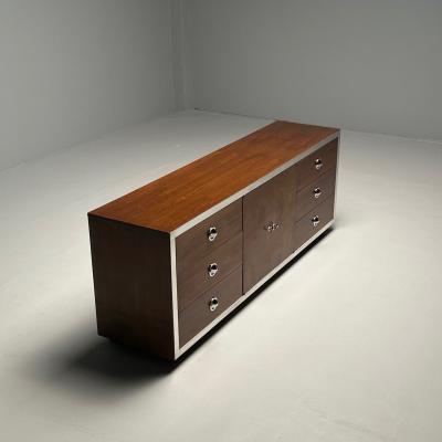 Milo Baughman Mid Century Modern Dresser Sideboard by Milo Baughman Chrome Walnut