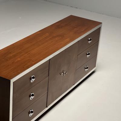 Milo Baughman Mid Century Modern Dresser Sideboard by Milo Baughman Chrome Walnut