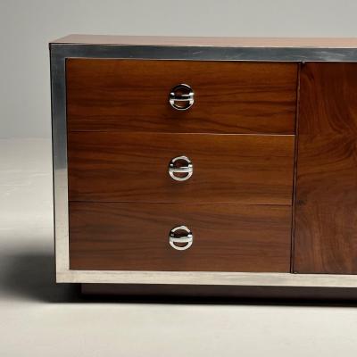 Milo Baughman Mid Century Modern Dresser Sideboard by Milo Baughman Chrome Walnut