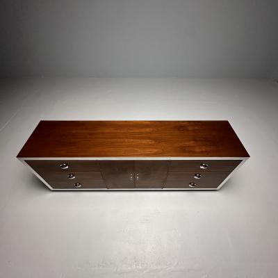 Milo Baughman Mid Century Modern Dresser Sideboard by Milo Baughman Chrome Walnut