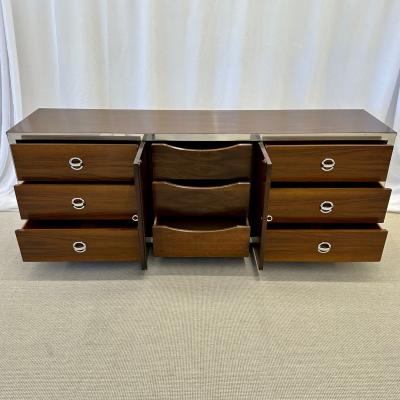 Milo Baughman Mid Century Modern Dresser Sideboard by Milo Baughman Chrome Walnut
