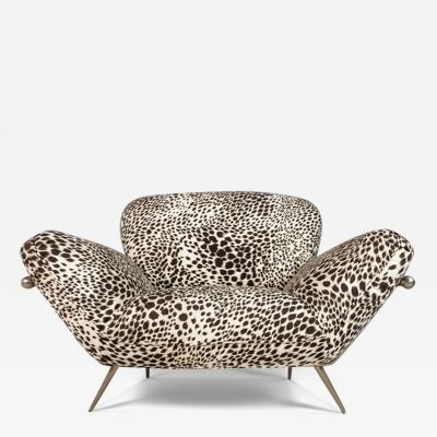 Milo Baughman Mid Century Modern Lounge Chair in Animal Print for Carsons